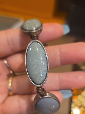 Vintage Gray Oval Stone Bracelet - Vintage